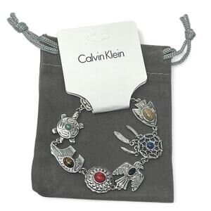 Calvin Klein Silver Tone Charm Bracelet Dreamcatcher Eagle Turtle Boho NWT